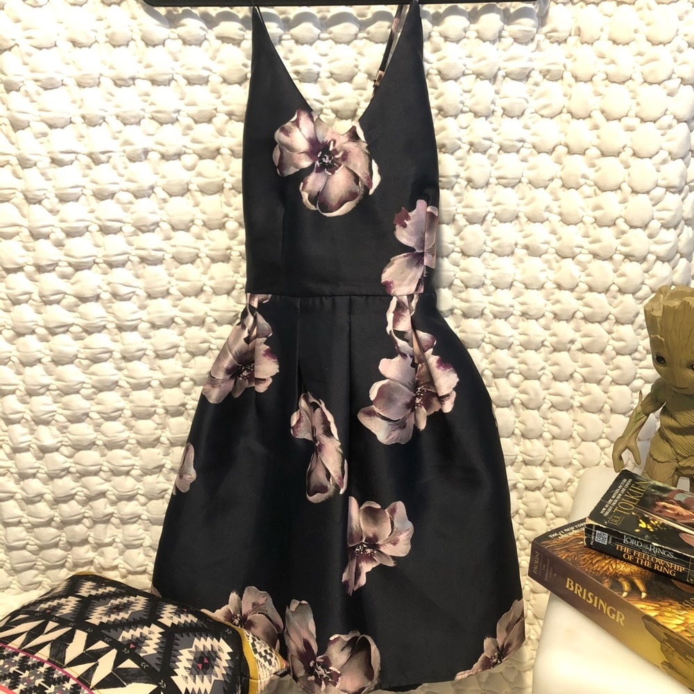 Blue Floral Pouf Dress